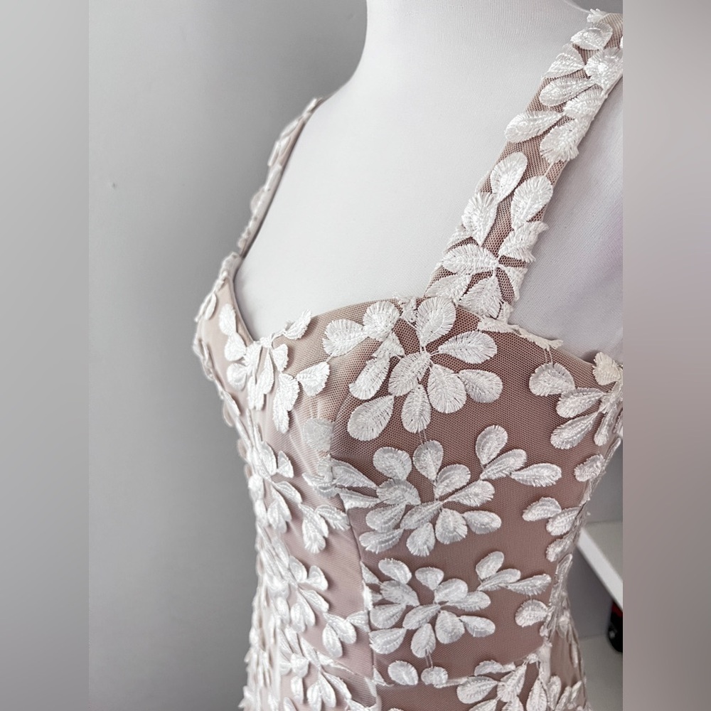 Dress the Population Anabel Semisheer Sweetheart Neck Gown Off White Size M NWT - Picture 6 of 16